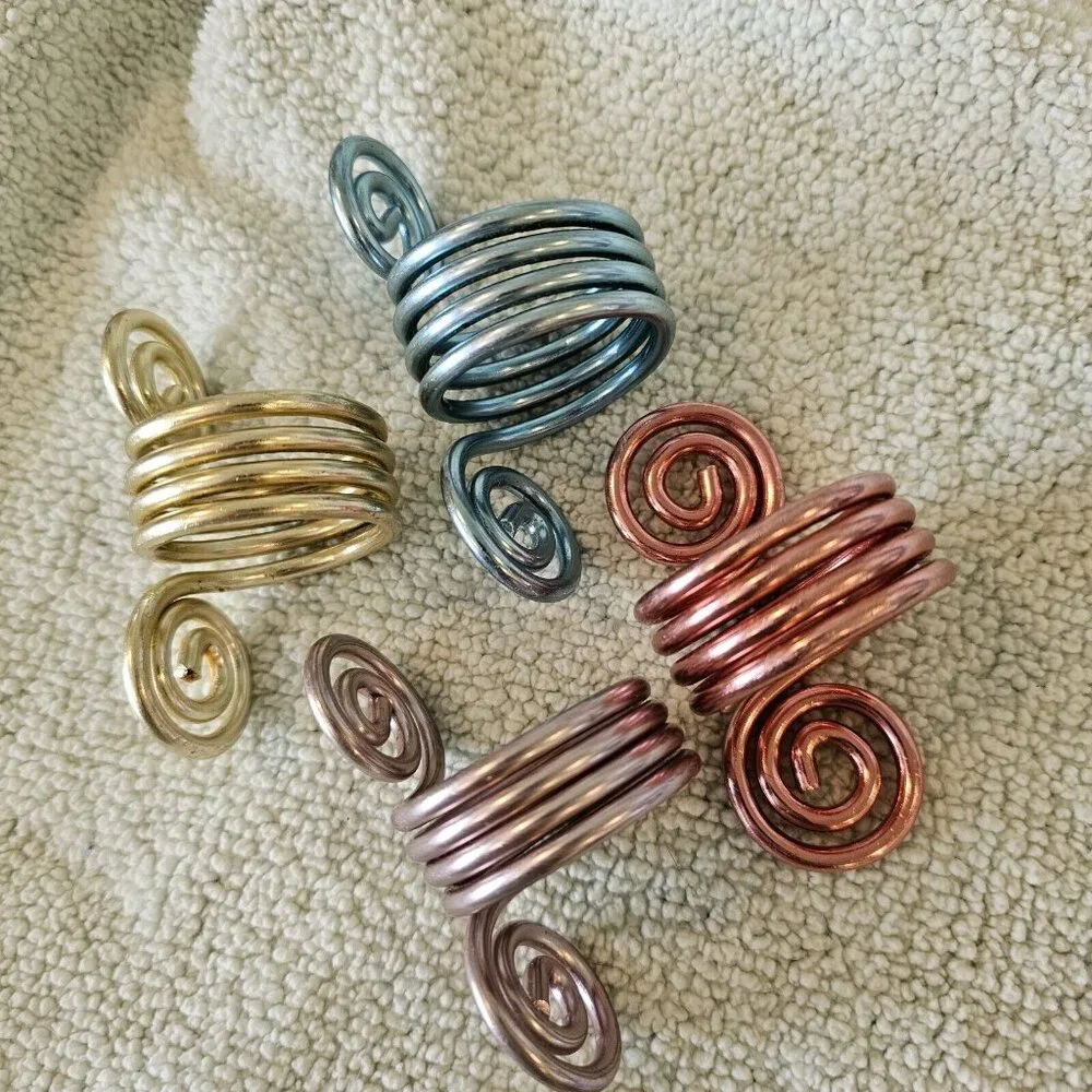 Spiral Metal Colored Napkin Rings Serviette Holders Eclectic Ornate Set‎ Of 4